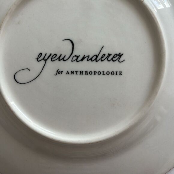 Anthropologie Eyewanderer S Sunflower Alphabet Plate Red Rim 6” - Picture 7 of 8